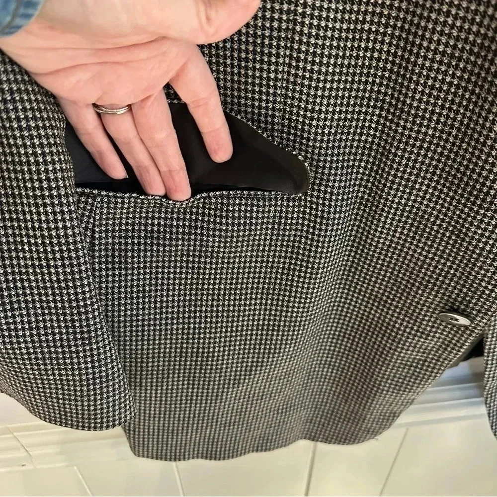 Fenzia S&K Men's Houndstooth Silk/Wool Blend Sports Blazer Jacket Size 44L GUC